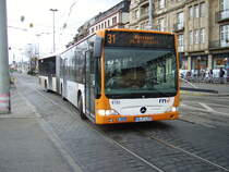 Ein RNV Citaro G als Linie 31 in Heidelberg am Bismarckplatz am 05.02.11