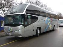 Ein Cityliner von Soldarini, aus Italien,,, macht Pause auf dem Parkplatz, am Bahnhof in Stuttgart