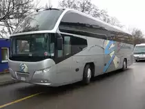 Ein Cityliner von Soldarini, aus Italien,,, macht Pause auf dem Parkplatz, am Bahnhof in Stuttgart