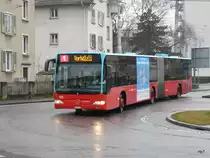 VB Biel - Mercedes Citaro Nr.155  BE  666155 unterwegs auf der Linie 1 im Orpundplatzkreisel am 15.02.2011

