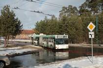 MAN NGE 152 - Obus 031 der BBG im Brandenburgischen Viertel in Eberswalde am 25.02.2010.

