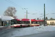 Solaris Trollino 18AC 301 aus Salzburg bei Testfahrten in Eberswalde. Hier am 20.01.2010 in Ostend.

