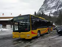 MAN Lions City mit der Betriebsnummer 19 auf einem Parkplatz in Grindelwald. Die Aufnahme stammt vom 26.02.2011.