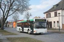 MAN NL 202 ex BBG eines privaten Verkehrsunternehmens f�hrt f�r die BBG in Finowfurt die Linie 905, am 22.03.2011.