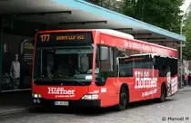 Hochbahn 2808 (HH HN 2808) mit Werbung fr Hffner.
Aufgenommen am ZOB Barmbek, 2.9.2010.
