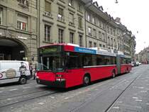 Hess Trolleybus mit der Betriebsnummer 14 auf der Linie 12 an der Marktgasse in Bern. Die Aufnahme stammt vom 14.04.2011.