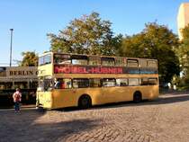 Hist. Doppeldeckerbus mit Reklame M�bel-H�bner an der Hst. Monumentenhalle, Sonderverkehr September 2007