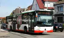 BSM 24 (ME BM 624) mit Werbung f�r ,Berghauserner Blumentopf,.
Aufgenommen am ZOB Monheim, 11.9.2010.