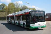 Solaris Trollino 18AC, Obus 052 der BBG-Eberswalde auf dem Busbahnhof am 19.04.2011. 

