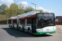 Solaris Trollino 18AC, Obus 052 der BBG-Eberswalde auf dem Busbahnhof am 19.04.2011. 
