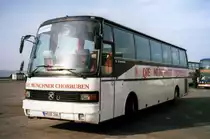 Setra S215 HD, aufgenommen im M�rz 1997 auf dem Busparkplatz in Venedig.