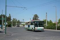 Setra �berlandbus, Wagen 148 der BBG-Eberswalde in Nordend am 07.05.2011. In wenigen Tagen wird die Stra�e neu gebaut und der Obusverkehr umgeleitet. 

