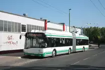 Solaris Trollino 18AC, Obus 055 der BBG-Eberswalde in Finow am 07.05.2011. 

