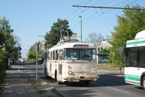 Anl�sslich des Eberswalder Veteranentreffens auf dem Betriebshof der BBG-Eberswalde fuhr der 9Tr des DVN-Berlin auf der Obuslinie 861 am 07.05.2011. Hier in Finow.
