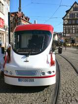Stadtrundfahrtbus der EVAG, Erfurt - Domplatz (Abfahrtstelle der Rundfahrten, Sommer 2007