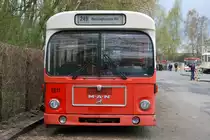 Frontansicht des MAN SG220 des AND Dortmund, ex Vestische 2611. Aufgenommen am 11.04.2010 am Stra�enbahn Museum Bahnhof Mooskamp in Dortmund.