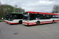 3x Mercedes O530 G Citaro von Zeretzke Reisen und 1x Mercedes O405 N vom Baumeier Omnibusbetrieb. Aufgenommen am 11.04.2010 auf dem Betriebshof von Zeretzke Reisen w�hrend der ersten Dortmunder Fotosonderfahrt.