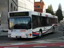 AAR - MAN  Nr.149  AG 15649 unterwegs auf der Linie 3 bei der zufahrt zu den Bushaltestellen vor dem Bahnhof in Aarau am 17.04.2011