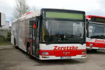 DSW21 1522, ein MAN NL 263 Zeretzke Reisen im Auftrag der DSW21. Aufgenommen am 11.04.2010 auf dem Abstellplatz  von Zeretzke Reisen in Castrop Rauxel w�hrend der ersten Dortmunder Fotosonderfahrt.