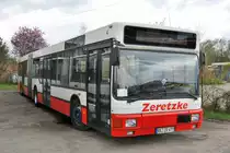 MAN NG 272 von Zeretzke Reisen. Aufgenommen am 11.04.2010 auf dem Abstellplatz  von Zeretzke Reisen in Castrop Rauxel w�hrend der ersten Dortmunder Fotosonderfahrt.