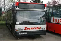 DSW21 1519, ein Neoplan N 4014 NF von Zeretzke Reisen im Auftrag der DSW21. Aufgenommen am 11.04.2010 auf dem Abstellplatz von Zeretzke Reisen in Castrop Rauxel w�hrend der ersten Dortmunder Fotosonderfahrt.