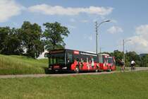 Der Mercedes-Benz O 530 G  Citaro  Nr. 160 mit Werbung fr Mbel Egger am 19. Mai 2011 unterwegs von Meggen nach Luzern.