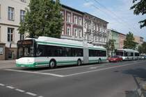Solaris Trollino 18AC, Obus 054 und 055 der BBG-Eberswalde in Eberswalde (Stadt) am 19.05.2011

