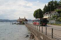 Der Mercedes-Benz O530G  Citaro  Nr. 160 mit Werbung fr Mbel Egger am 19. Mai 2011 bei der Schifflnde Seeburg. Ab hier fhrt heute nur noch 4 mal pro Woche, am Sonntagnachmittag stndlich, ein Schiff. 