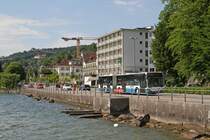 Der Mercedes-Benz O530G  Citaro  Nr. 150 am 19. Mai 2011 vor dem Hotel Seeburg auf dem Weg in Richtung Gottlieben-Tschdigen. Montag bis Samstag wird normalerweise alternierend nach Gottlieben und Tschdigen gefahren, Abends und Sonntags wird ber Gottlieben nach Tschdigen gefahren, aber fr die Schler werden Montags-Freitags auch 3 Kurse so gefhrt. Auch die Variante Tschdigen-Gottlieben wird unter der Woche 2 mal tglich gefahren.