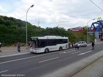 Hier ist ein MAN Middi Bus zu sehen. Der Bus geh�rte mal Saar-Pfalz-Bus, und wurde von der Firma Seibert Reisen  gekauft. Das Foto habe ich am 02.05.2011 am Saarbr�cker R�merkastell gemacht.