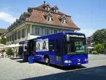 Nivea, M�nchenstein - BE 714'410 - Mercedes Citaro (ex TC La Chaux-de-Fonds) am 26. Mai 2011 in Thun, Waisenhausplatz (Jubil�umsbus 100 Jahre Nivea)