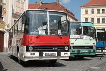 Anlsslich des 2. Ikarus Treffens in Lbau am 28.05.2011 prsentieren sich ein IK 250, ein IK 266 der extra wegen dem Treffen aus Ungarn kam und der dresdner IK 260 auf dem lbauer Marktplatz.