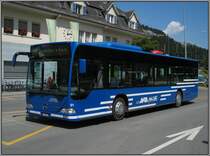 Bus 91 der AFA vom Typ Mecedes-Benz Citaro steht am 21.07.2010 vor dem Bahnhof in Kandersteg.