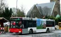 Rheinbahn 7386 (D TL 7386) mit Werbung f�r die Stadtwerke Erkrath. Aufgenommen in Velbert an der Christuskirche am 15.1.2011.