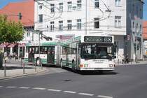 MAN NGE 152, Obus 038 der BBG-Eberswalde am 28.06.2011 in der Altstadt von Eberswalde.

