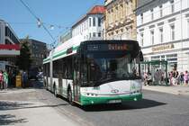 Solaris Trollino 18AC, Obus 051 der BBG-Eberswalde am Markt am 28.06.2011.

