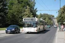MAN NGE 152, Obus 038 der BBG-Eberswalde am 28.06.2011 in der Friedrich-Ebert-Stra�e in Eberswalde. 


