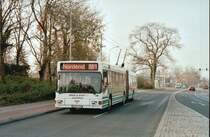 MAN NGE 152, Obus 039 der BBG-Eberswalde im Herbst 2005 in der in Eberswalde-Eisenspalterei. Dieser Wagen wurde als erster MAN auf Grund eines Unfalles ausgesondert.

