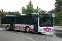MAN Niederflurbus 3. Generation (Lions City �/T�) auf der Citylinie C3  am Bahnhof Senftenberg.(20.7.2011)