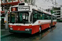 Aus dem Archiv: WV Winterthur - Nr. 141 - Mercedes O 405GTZ Gelenktrolleybus am 18. April 1999 beim Bahnhof Winterthur