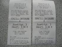 Spanien/Mallorca/05.01.08:Bustickets f�r die Strecke Playa de Palma----Palma.