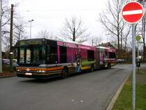 Bogestra Neoplan Gelenkbus , Linie 368 nach Bochum Harpen Ruhrpark,Werbetr�ger der Stadtwerke Bochum ,bei der Ausfahrt in Wanne Eickel Hbf/Bbf.(14.01.2008)