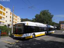 VBSH Nr. 102 (Hess Swisstrolley BGT-N2C) am 31.8.2011 in Neuhausen, Herbstcker