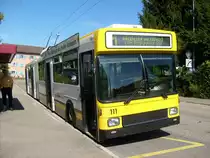 VBSH Nr. 111 am 31.8.2011 (15.30h) in der Endstation Herbst�cker. Die Abschiedsfahrt dieser letzten Hochflurbusse in SH ist gegen Ende September geplant (vrbs.ch).