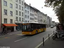 Postauto/PU Steiger Nr. 267 (Mercedes CitaroII O530) am 31.8.2011 in Winterthur, Schmidgasse. Dieser Wagen ersetzte im Sommer 2011 den 12 j�hrigen Setra S315NF Nr. 060. Somit ist dieser Fahrzeugserie aus dem Kanton Z�rich verschwunden und es verbleiben nur noch die 4 S319NF von PU Ryffel.