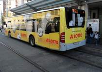 Das Bild zeigt einen Citaro Bus von Saarbahn und Bus. Die Aufnahme habe ich im August 2011 am Saarbrcker Hauptbahnhof gemacht.Der Bus hat eine neue Werbung erhalten.