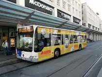 Das Bild zeigt einen Citaro Bus von Saarbahn und Bus. Die Aufnahme habe ich im August 2011 am Saarbr�cker Hauptbahnhof gemacht.Der Bus hat eine neue Werbung erhalten.