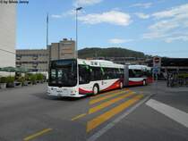 RVBW/Twerenbold Nr. 301 (MAN Lion's City GL A23) am 2.9.2011 beim Bhf. Baden-West. Seit Dezember 2010 fhrt der sonst im Car-Reisen ttige Twerenbold fr die RVBW auf der Linie 7 einige Kurse.