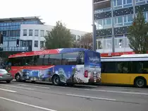 9707 der SSB als Stuttgart-Tour am 17.09.2011 in Stuttgart - Bad Canstattt am Wilhelmsplatz. (Stuttgart-Tour - Werbung.)