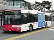 travys - MAN Bus VD 4284 eingeteilt auf der Linie 3 Gare - Montagny beim Busbahnhof in Yverdon les Bains am 19.01.2008